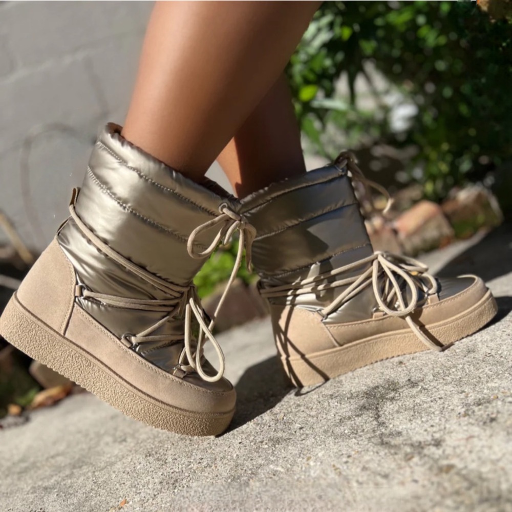 Gold/Beige Winter Snow/Rain Boots